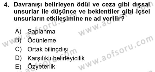 İnsan ve Davranış Dersi 2018 - 2019 Yılı 3 Ders Sınav Soruları 4. Soru