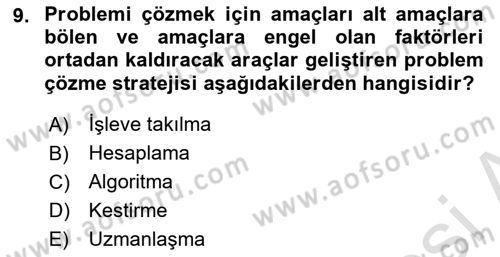 İnsan ve Davranış Dersi 2018 - 2019 Yılı 3 Ders Sınav Soruları 9. Soru