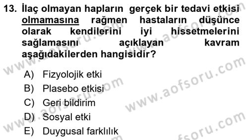 İnsan ve Davranış Dersi Ara Sınavı Deneme Sınav Soruları 13. Soru