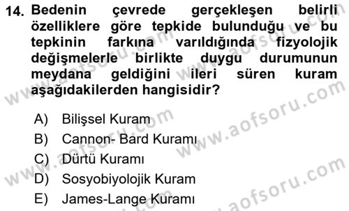İnsan ve Davranış Dersi Ara Sınavı Deneme Sınav Soruları 14. Soru