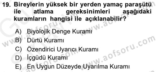 İnsan ve Davranış Dersi Ara Sınavı Deneme Sınav Soruları 19. Soru