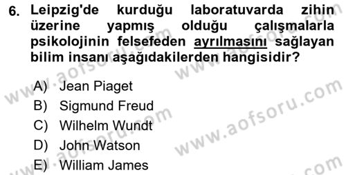 İnsan ve Davranış Dersi Ara Sınavı Deneme Sınav Soruları 6. Soru