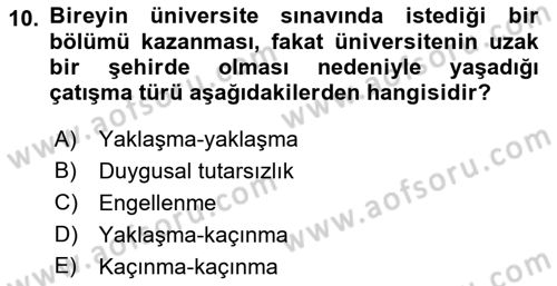 İnsan ve Davranış Dersi 2018 - 2019 Yılı (Final) Dönem Sonu Sınav Soruları 10. Soru