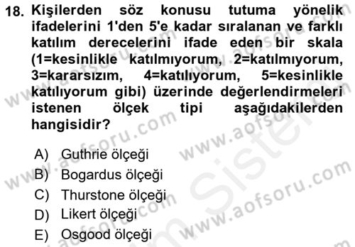 İnsan ve Davranış Dersi 2018 - 2019 Yılı (Final) Dönem Sonu Sınav Soruları 18. Soru