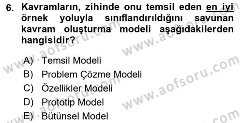 İnsan ve Davranış Dersi 2018 - 2019 Yılı (Final) Dönem Sonu Sınav Soruları 6. Soru