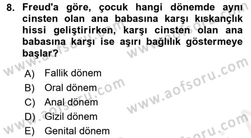 İnsan ve Davranış Dersi 2018 - 2019 Yılı (Final) Dönem Sonu Sınav Soruları 8. Soru