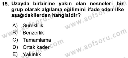 İnsan ve Davranış Dersi 2018 - 2019 Yılı Yaz Okulu Sınav Soruları 15. Soru