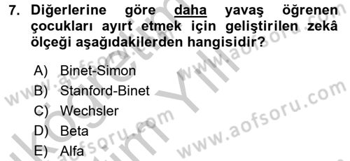 İnsan ve Davranış Dersi 2018 - 2019 Yılı Yaz Okulu Sınav Soruları 7. Soru
