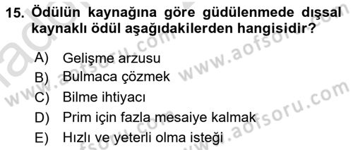 İnsan ve Davranış Dersi Ara Sınavı Deneme Sınav Soruları 15. Soru