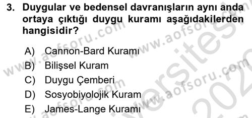 İnsan ve Davranış Dersi 2019 - 2020 Yılı (Vize) Ara Sınavı 3. Soru