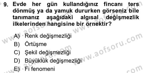 İnsan ve Davranış Dersi 2019 - 2020 Yılı (Vize) Ara Sınavı 9. Soru