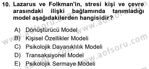 İnsan ve Davranış Dersi 2019 - 2020 Yılı (Final) Dönem Sonu Sınav Soruları 10. Soru