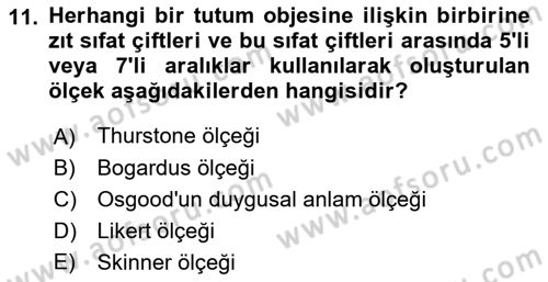 İnsan ve Davranış Dersi 2019 - 2020 Yılı (Final) Dönem Sonu Sınav Soruları 11. Soru