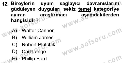 İnsan ve Davranış Dersi 2019 - 2020 Yılı (Final) Dönem Sonu Sınav Soruları 12. Soru