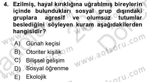 İnsan ve Davranış Dersi 2019 - 2020 Yılı (Final) Dönem Sonu Sınav Soruları 4. Soru