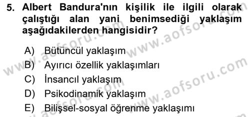 İnsan ve Davranış Dersi 2019 - 2020 Yılı (Final) Dönem Sonu Sınav Soruları 5. Soru