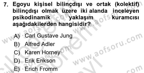 İnsan ve Davranış Dersi 2019 - 2020 Yılı (Final) Dönem Sonu Sınav Soruları 7. Soru