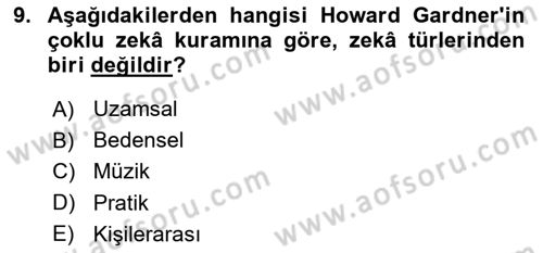 İnsan ve Davranış Dersi 2019 - 2020 Yılı (Final) Dönem Sonu Sınav Soruları 9. Soru