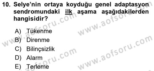 İnsan ve Davranış Dersi 2020 - 2021 Yılı Yaz Okulu Sınav Soruları 10. Soru