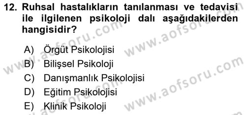 İnsan ve Davranış Dersi 2020 - 2021 Yılı Yaz Okulu Sınav Soruları 12. Soru