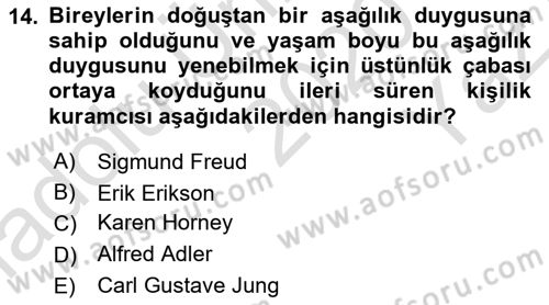 İnsan ve Davranış Dersi 2020 - 2021 Yılı Yaz Okulu Sınav Soruları 14. Soru