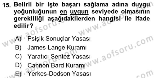 İnsan ve Davranış Dersi 2020 - 2021 Yılı Yaz Okulu Sınav Soruları 15. Soru