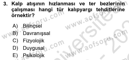 İnsan ve Davranış Dersi 2020 - 2021 Yılı Yaz Okulu Sınav Soruları 3. Soru