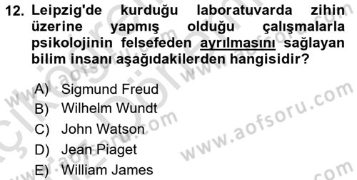 İnsan ve Davranış Dersi Ara Sınavı Deneme Sınav Soruları 12. Soru