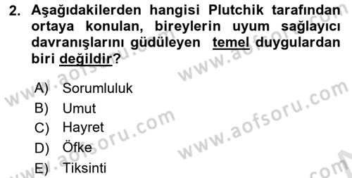 İnsan ve Davranış Dersi Ara Sınavı Deneme Sınav Soruları 2. Soru