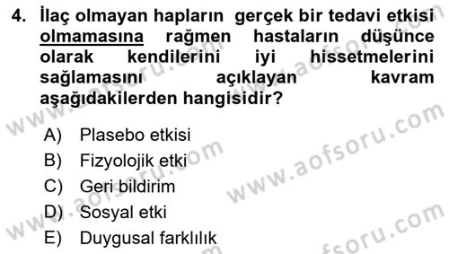 İnsan ve Davranış Dersi Ara Sınavı Deneme Sınav Soruları 4. Soru
