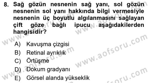 İnsan ve Davranış Dersi Ara Sınavı Deneme Sınav Soruları 8. Soru