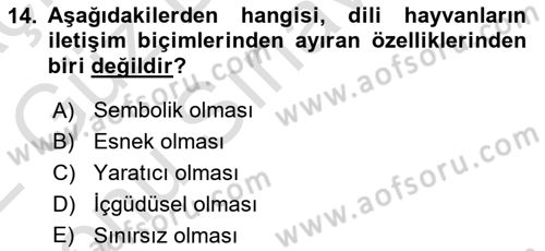 İnsan ve Davranış Dersi 2021 - 2022 Yılı (Final) Dönem Sonu Sınav Soruları 14. Soru