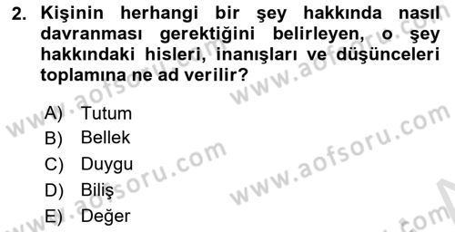 İnsan ve Davranış Dersi 2021 - 2022 Yılı (Final) Dönem Sonu Sınav Soruları 2. Soru