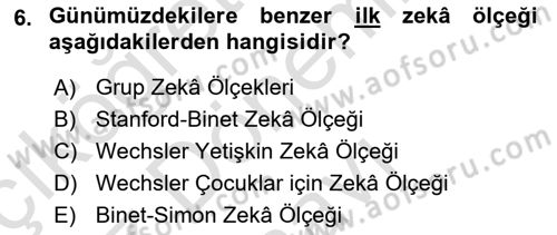 İnsan ve Davranış Dersi 2021 - 2022 Yılı (Final) Dönem Sonu Sınav Soruları 6. Soru