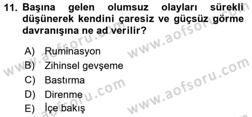 İnsan ve Davranış Dersi 2021 - 2022 Yılı Yaz Okulu Sınav Soruları 11. Soru