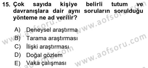 İnsan ve Davranış Dersi 2021 - 2022 Yılı Yaz Okulu Sınav Soruları 15. Soru