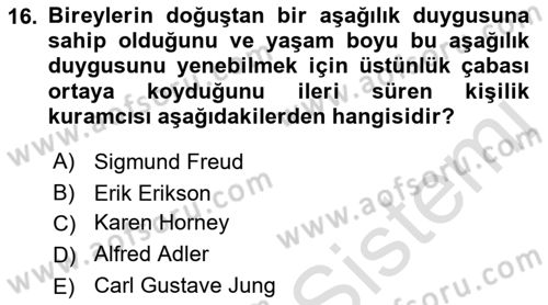 İnsan ve Davranış Dersi 2021 - 2022 Yılı Yaz Okulu Sınav Soruları 16. Soru