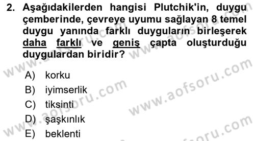 İnsan ve Davranış Dersi 2021 - 2022 Yılı Yaz Okulu Sınav Soruları 2. Soru