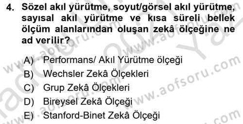 İnsan ve Davranış Dersi 2021 - 2022 Yılı Yaz Okulu Sınav Soruları 4. Soru