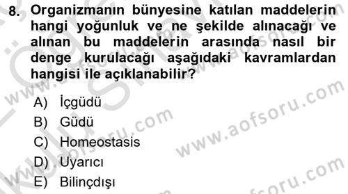 İnsan ve Davranış Dersi 2021 - 2022 Yılı Yaz Okulu Sınav Soruları 8. Soru