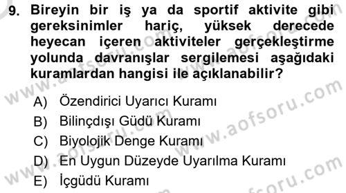 İnsan ve Davranış Dersi 2021 - 2022 Yılı Yaz Okulu Sınav Soruları 9. Soru