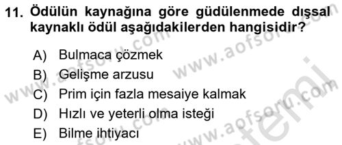 İnsan ve Davranış Dersi 2022 - 2023 Yılı (Vize) Ara Sınav Soruları 11. Soru