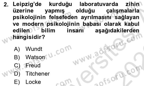 İnsan ve Davranış Dersi Ara Sınavı Deneme Sınav Soruları 2. Soru