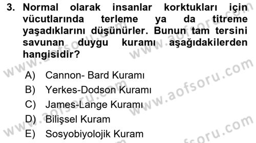 İnsan ve Davranış Dersi Ara Sınavı Deneme Sınav Soruları 3. Soru