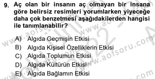 İnsan ve Davranış Dersi Ara Sınavı Deneme Sınav Soruları 9. Soru