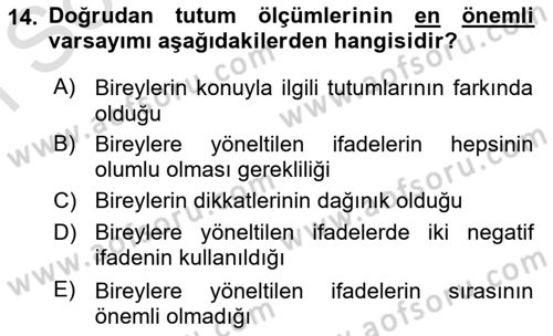 İnsan ve Davranış Dersi 2022 - 2023 Yılı (Final) Dönem Sonu Sınav Soruları 14. Soru