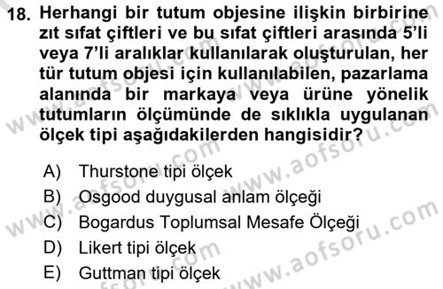 İnsan ve Davranış Dersi 2022 - 2023 Yılı (Final) Dönem Sonu Sınav Soruları 18. Soru
