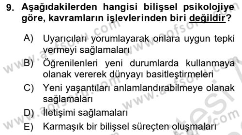 İnsan ve Davranış Dersi 2022 - 2023 Yılı (Final) Dönem Sonu Sınav Soruları 9. Soru