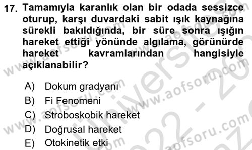 İnsan ve Davranış Dersi 2022 - 2023 Yılı Yaz Okulu Sınav Soruları 17. Soru