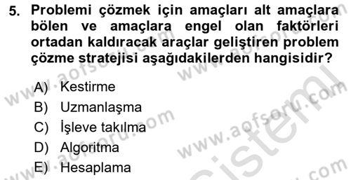 İnsan ve Davranış Dersi 2022 - 2023 Yılı Yaz Okulu Sınav Soruları 5. Soru